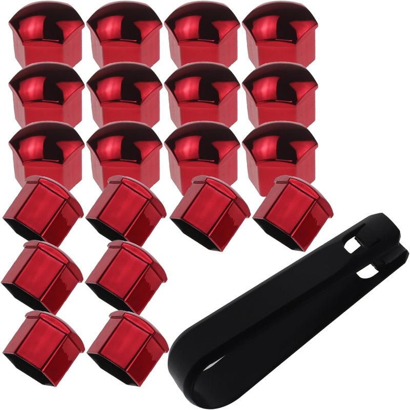 Nihfien 20 Pcs Wheel Lug Nut Covers Bolt Caps,21mm Universal Anti-Rust Car Tire Nut Caps Bolt Cover,Hexagonal Plastic Tire Bolt with Removal Tool (Red) - Image 2